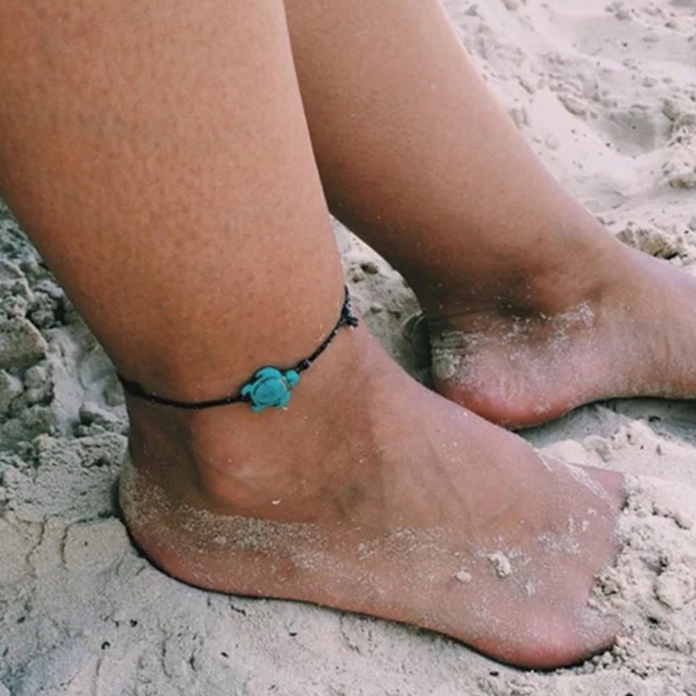 Turtle turquoise ankle bracelets